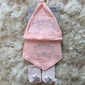 NWT Sandy & Simon Princess Baby Cap and Sock Set